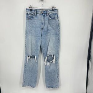 Abercrombie & Fitch The ‘90s Straight Ultra‎ High Rise Jeans knee holes 28 6S
